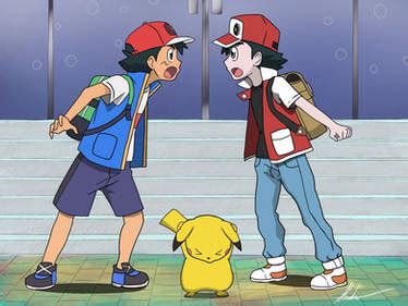 ash ketchum meets red|ash ketchum red and satoshi.